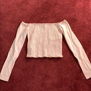 Hollister, NEVER WORN, Off the shoulder pink shirt